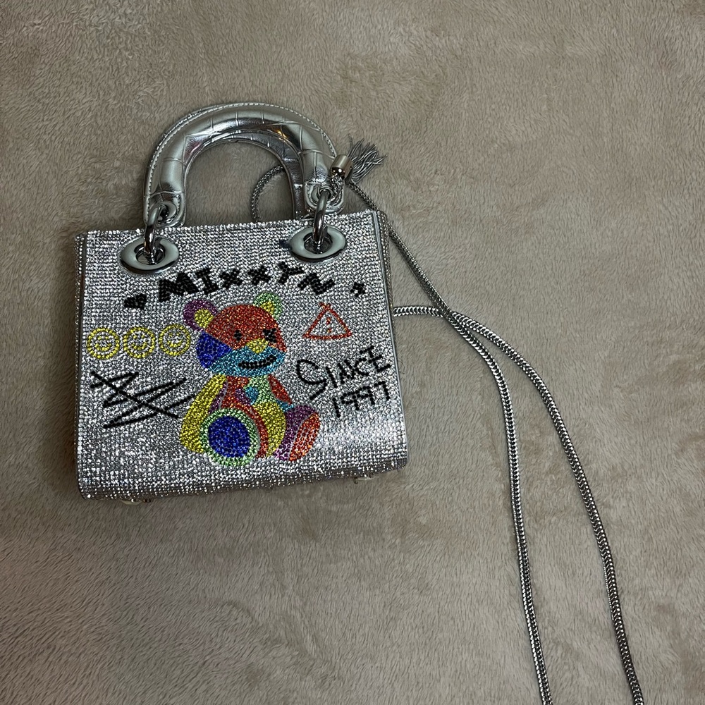 Silver Multi Colored Mini Purse